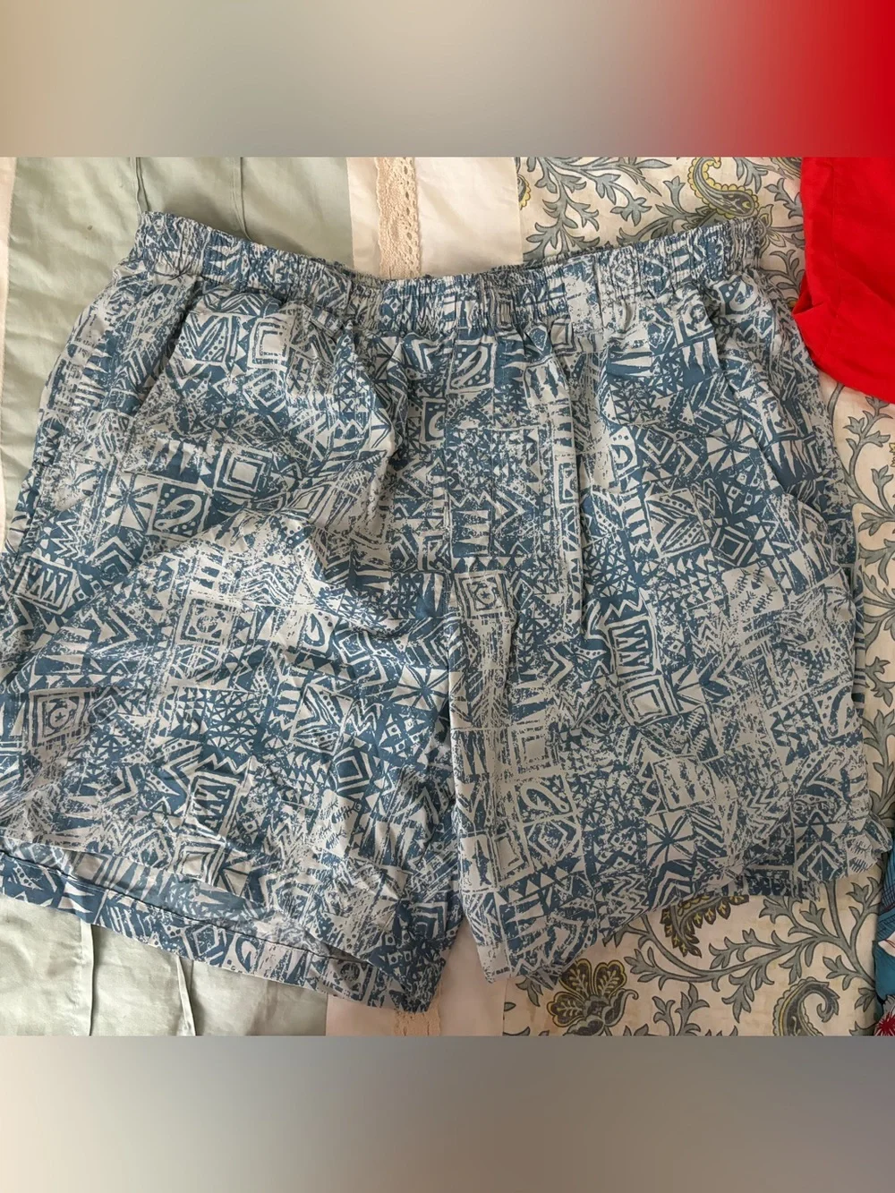 Columbia Men's Blue & White Patterned Swim Trunks